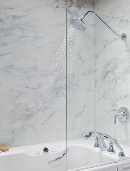 Walk-in Tub & Shower Combo with Modern Glass Enclosure